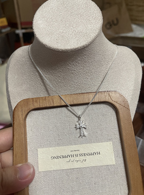 足银990十字架克罗项链女款小众高级感锁骨链送女友闺蜜生日礼物