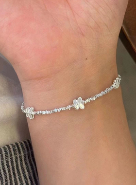 足银999碎银子蝴蝶套链手链项链