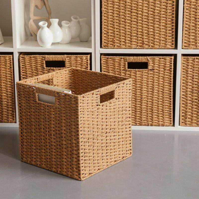 格子柜编织收纳筐家用仿藤编收纳箱收纳框柜子整理储物箱车载宿舍,淘宝优惠券,粉丝福利购,淘宝优惠卷