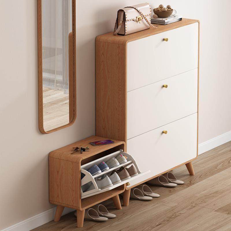 实木杠北欧超薄鞋柜家用门口简约现代入户楼梯翻斗楼道玄关柜17cm,淘宝优惠券,粉丝福利购,淘宝优惠卷