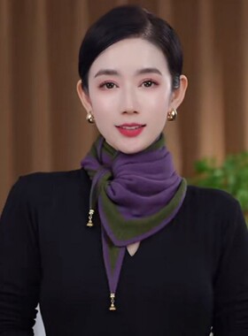 秋冬针织保暖磁吸扣三角巾