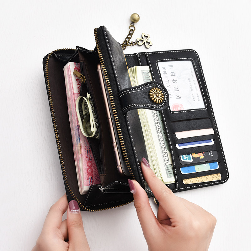 奔蕾2020新款长款大容量拉链零钱包 奔蕾钱包