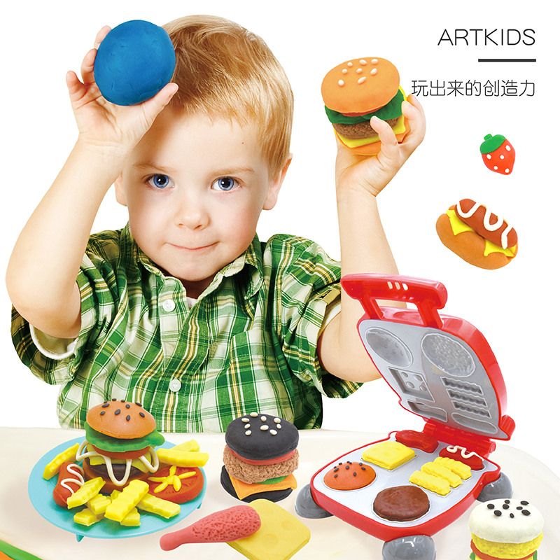 artkids艺启乐旗舰店美国艺启乐安全无毒小麦彩泥12色儿童3D橡皮泥汉堡机男孩玩具套装1