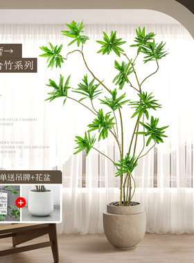 百合竹仿真绿植大型假花植物摆件