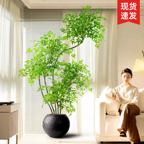 仿真南天竹高端轻奢风假树室内客厅装饰摆件落地造景仿生绿植盆栽 - 图3