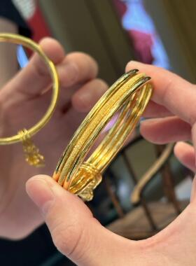 金包银三生三世莲蓬手镯女仿真金镯子实心手环送女友礼物