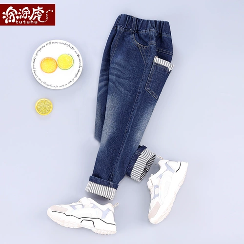 涂涂虎 Осенние джинсы для мальчиков, детские джинсовые штаны для отдыха, 2-8 лет, свободный крой