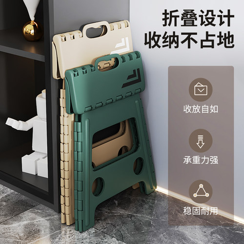 瀛欣加厚浴室折叠凳家用便携凳子成人塑料板凳户外折叠椅大号板凳 - 图2