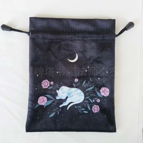 柔软月相蝴蝶绒布袋塔罗布牌袋卡牌塔牌收纳袋子保护小布袋抽绳袋 - 图3