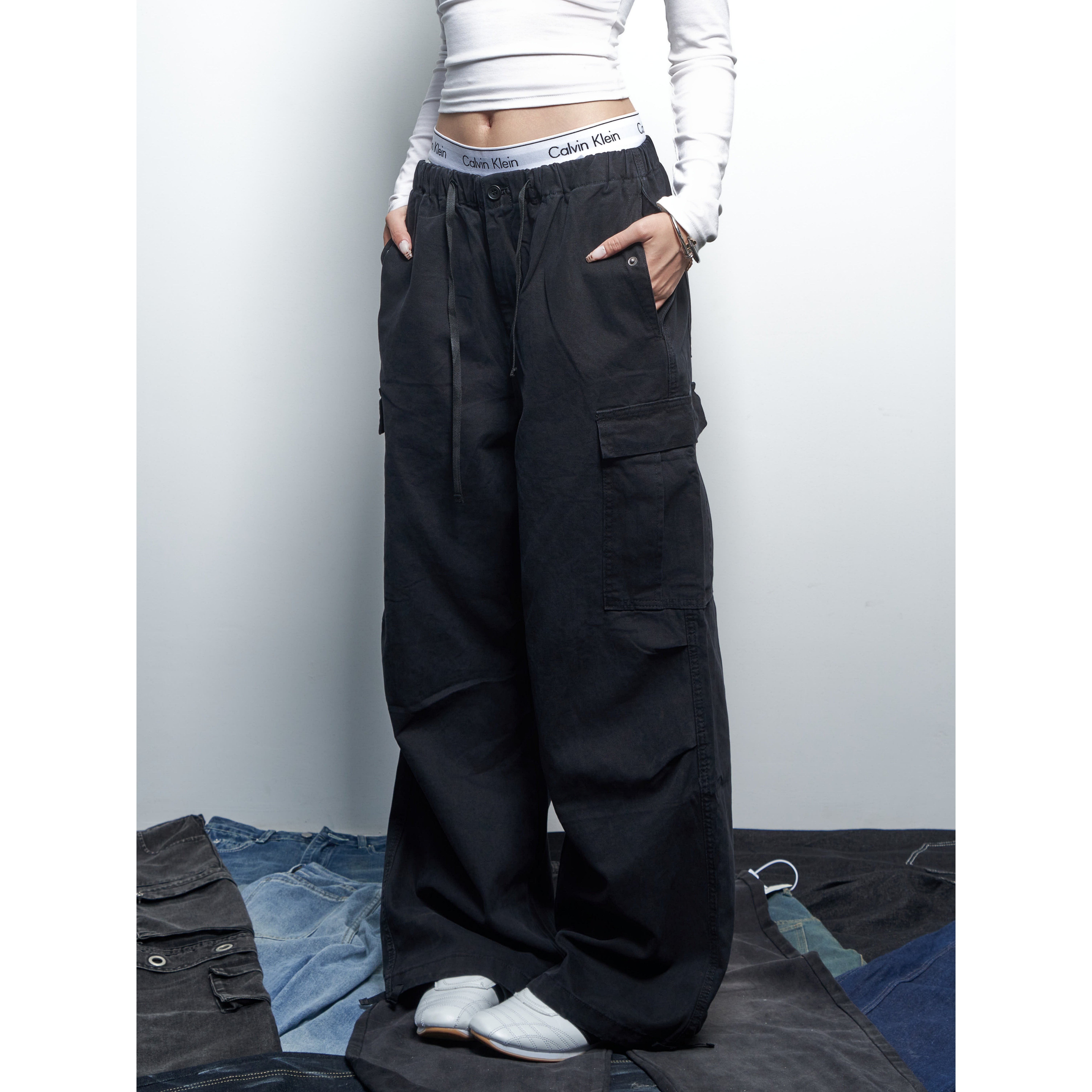 SAIMT美式复古多口袋工装裤女宽松阔腿休闲裤工装风,淘宝优惠券,粉丝福利购,淘宝优惠卷