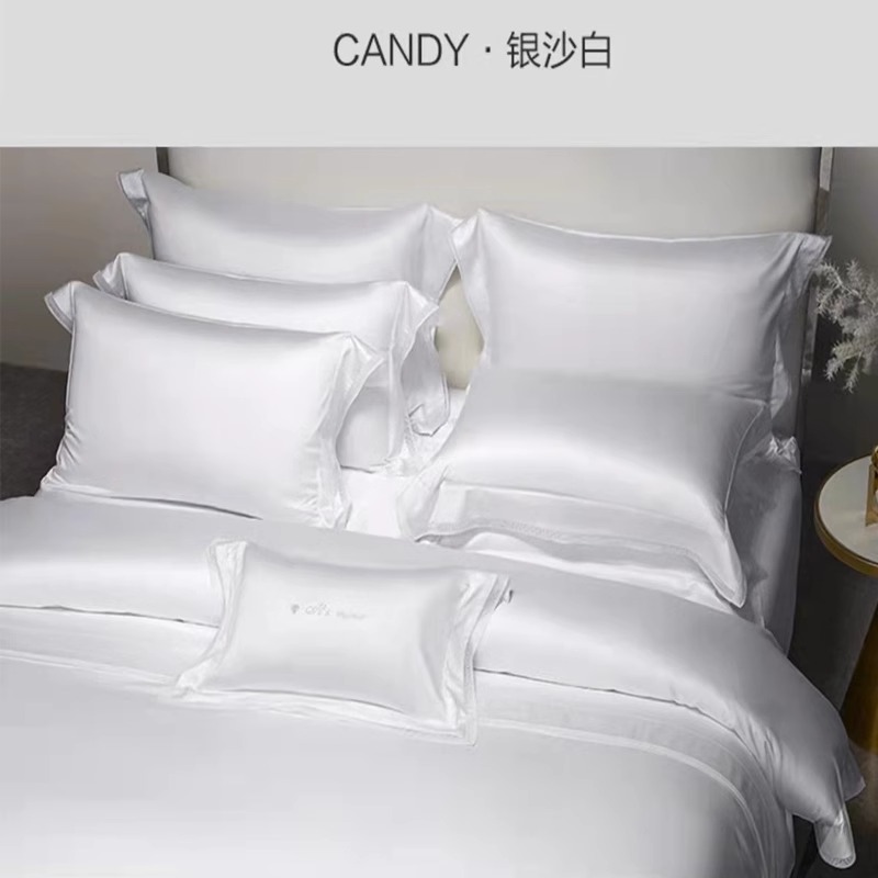 MINE/寐CANDY200支埃及长绒棉蕾丝缎纹四件套高档被单：专柜同款-图1