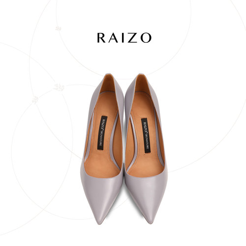 RAIZO嫩灰胎牛皮限量版 手工高跟鞋尖头细跟舒适真皮底不累脚秋 - 图2