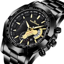 Business Fashion Men Steel Band Watch Night Light Calendar Large Dial Retro Male Watch