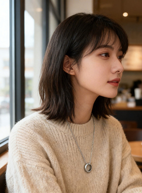 简约极简圆圈项链不褪色美感设计