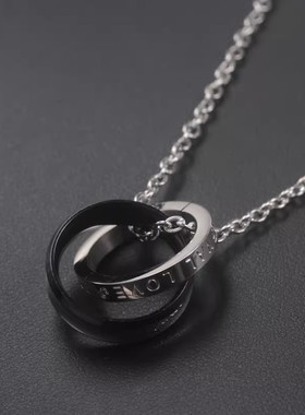 韩版圆环欧美钛钢项坠刻字锁骨链