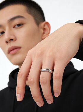 925纯银原创波浪纹刻字戒指