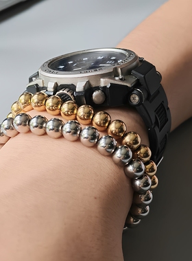 欧美时尚钛钢手链男款简约黑金