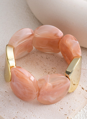 森系不规则几何纹路亚克力手镯欧美个性夸张琥珀晕彩手工花纹手环