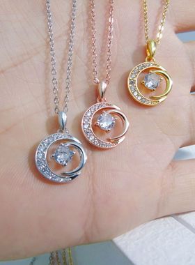 双月相伴项链超闪月亮吊坠女小众设计时尚百搭高级感配饰七夕