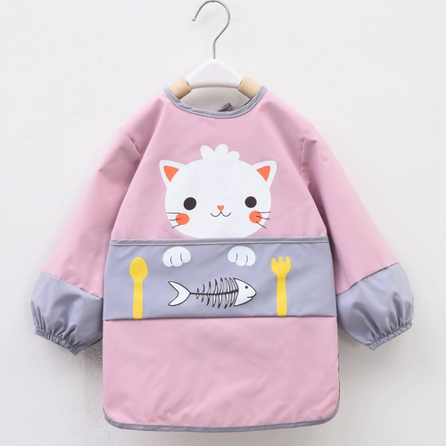 Детский водонепроницаемый длинный слюнявчик для мальчиков, демисезонное термобелье, лонгслив, нагрудник, анти-грязь, с карманом, сзади на завязках