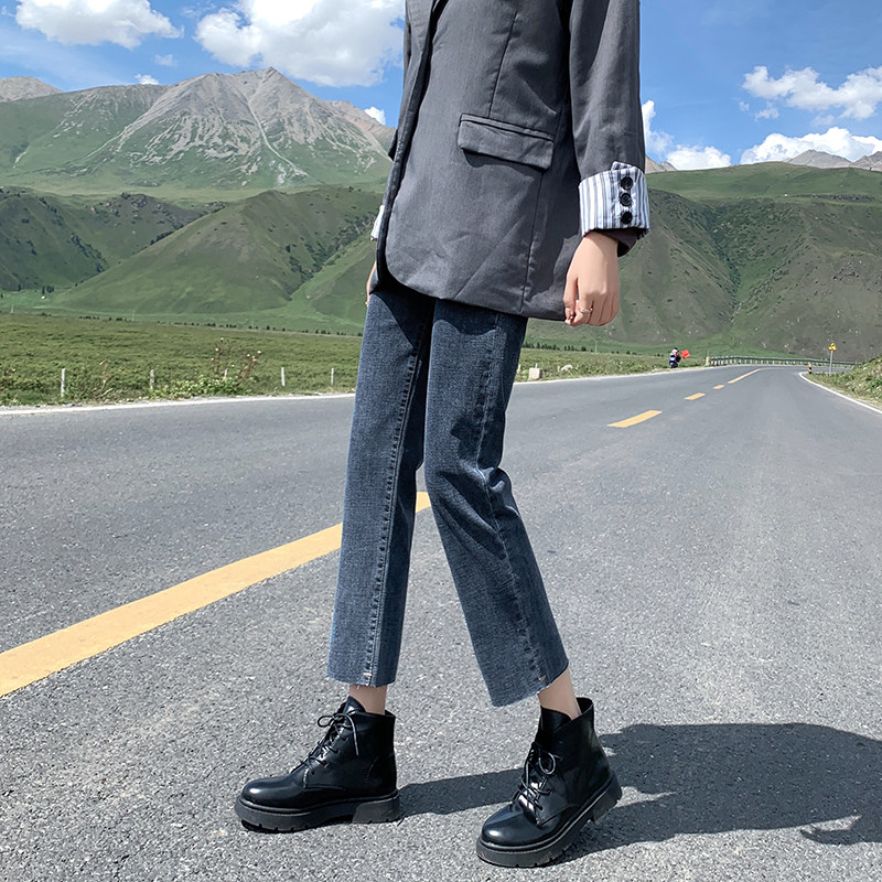 高腰女秋装2020新款百搭直筒裤子 caiwinking牛仔裤