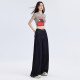 Dark blue wide-leg jeans for women slim floor pants