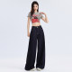 Dark blue wide-leg jeans for women slim floor pants