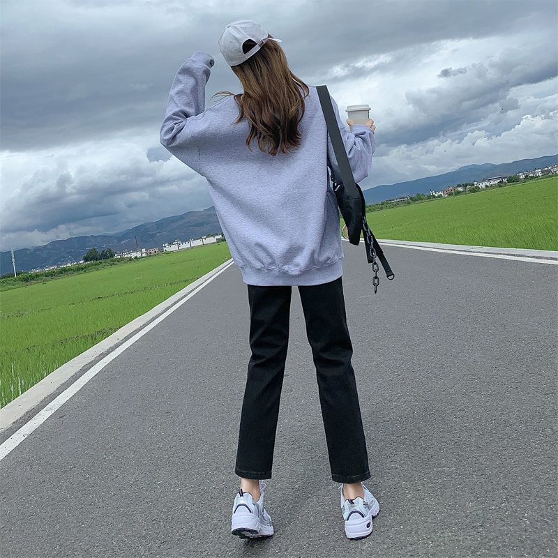 黑色直筒2021年秋季新款高腰牛仔裤 caiwinking牛仔裤