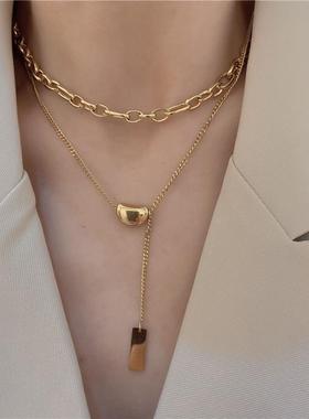 金色毛衣链项链2025新款爆款潮小众高级感轻奢秋冬配饰女饰品秋冬