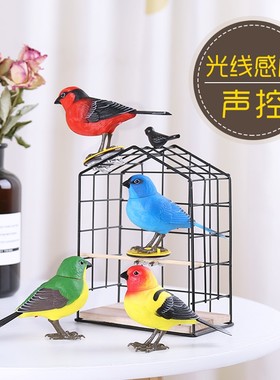 仿真鸟假鸟装饰小鸟会叫会说话花园园艺小摆件创意家居装饰品摆设