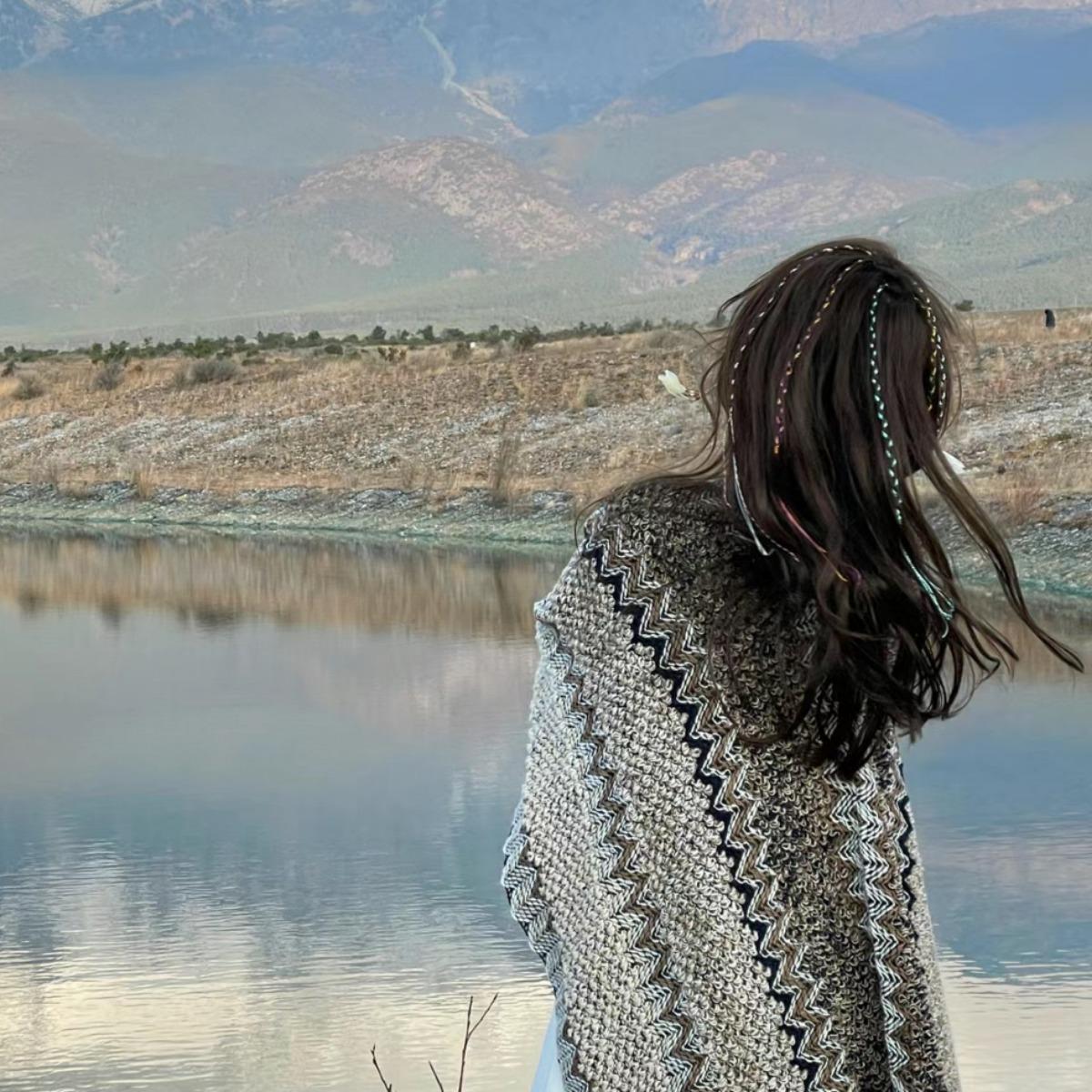 镂空针织防晒开衫披肩女外搭2025新款配裙子旗袍罩衫民族风斗篷 - 图2