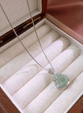 2025新款新中式福禄锁骨链 银色佛像造型锆石项链可调长度