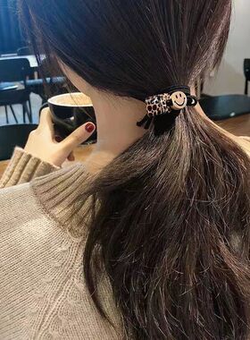豹纹方块笑脸扎头发皮筋个