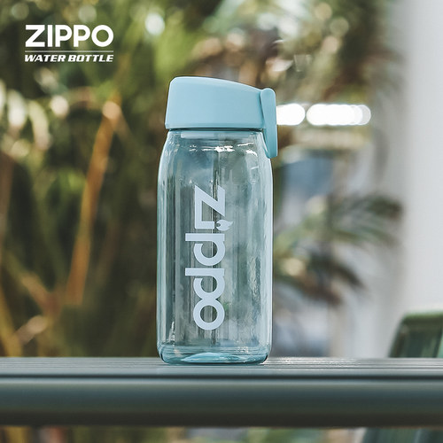 Zippo水杯夏季高颜值男女学生运动水杯便携简约防摔透明塑料杯子-图0