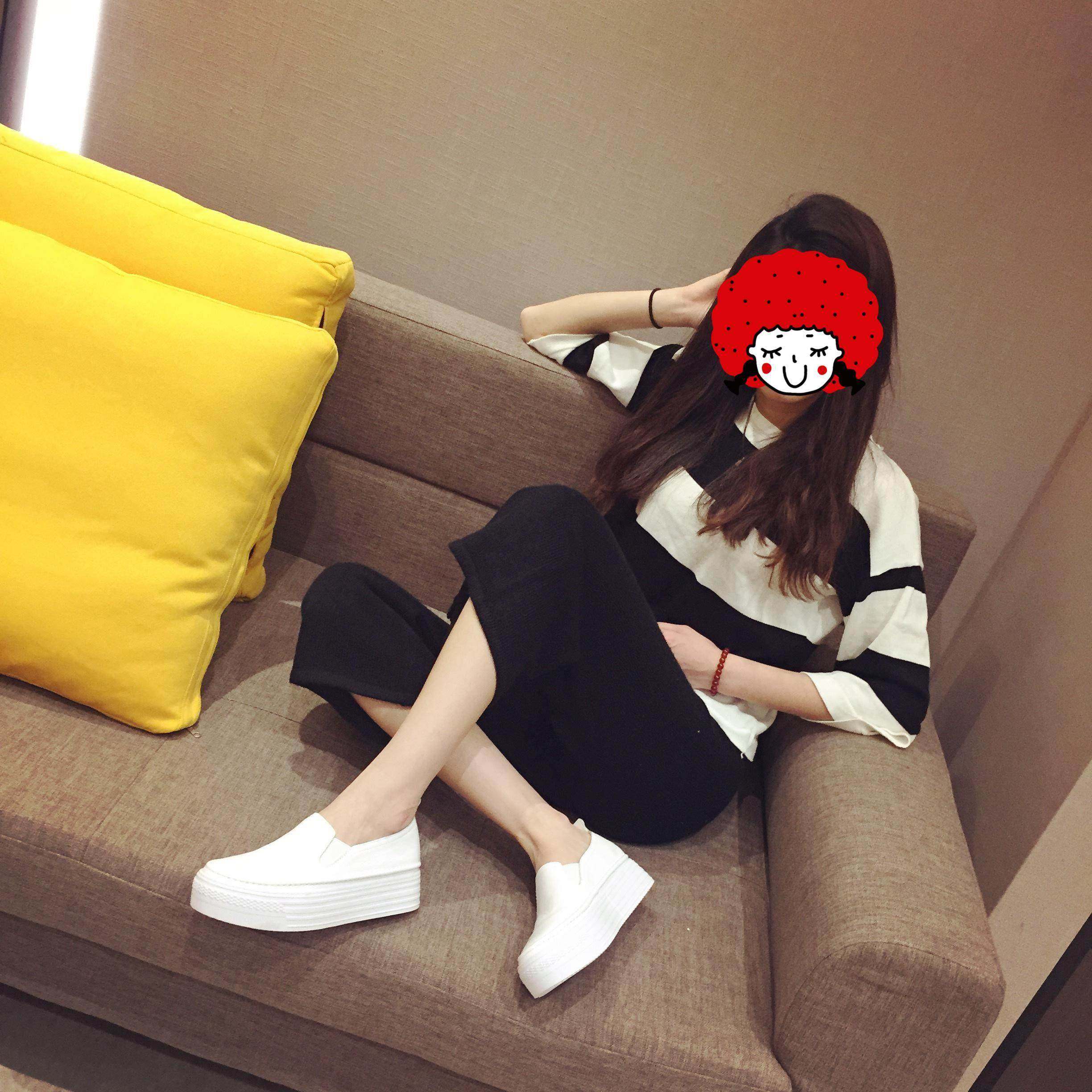 香港潮牌春秋新款松糕鞋厚底小白鞋平底真皮乐福鞋增高鞋时尚女鞋,淘宝优惠券,粉丝福利购,淘宝优惠卷