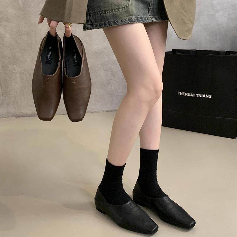 潮牌小皮鞋女秋冬新款法式复古通勤软皮平底一脚蹬乐福鞋方头单鞋,淘宝优惠券,粉丝福利购,淘宝优惠卷