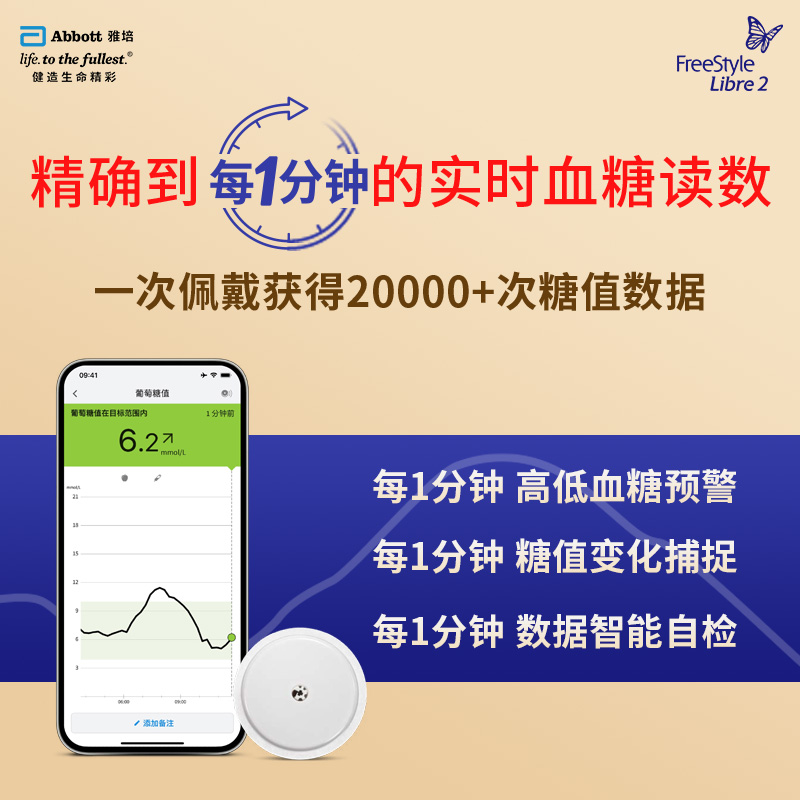 【瞬感2代】雅培瞬感二代传感器 动态血糖仪血糖测试蓝牙传输iCGM - 图1