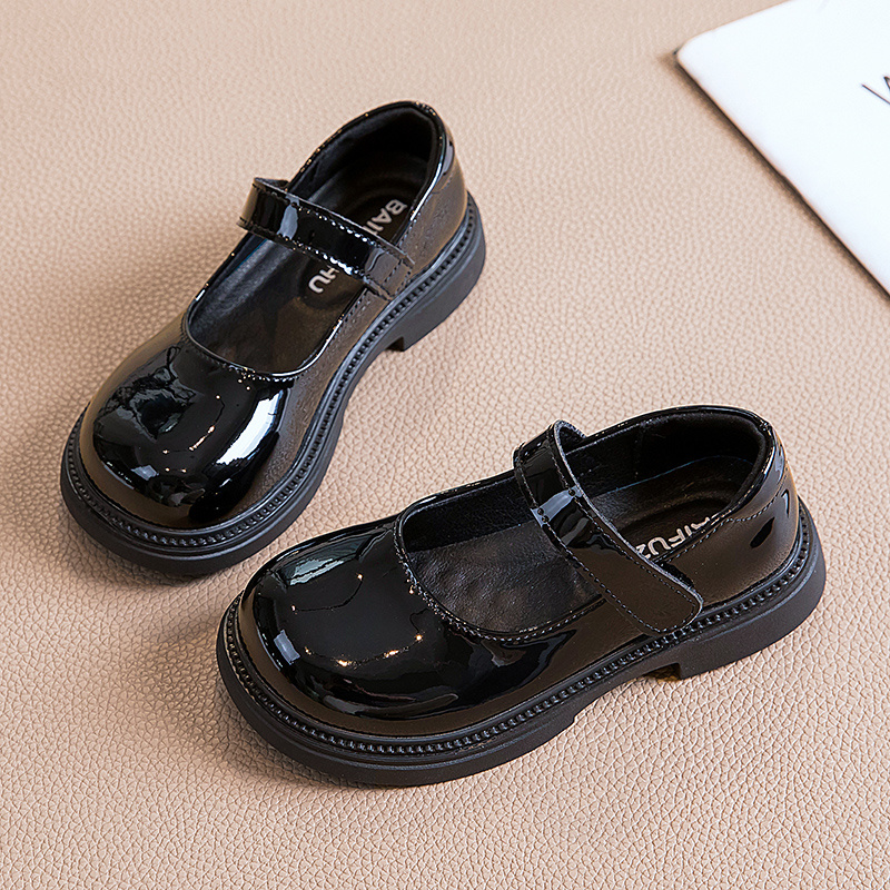 女童黑色皮鞋真皮春秋儿童单鞋软底小女孩公主宝宝礼仪表演出鞋夏 - 图1