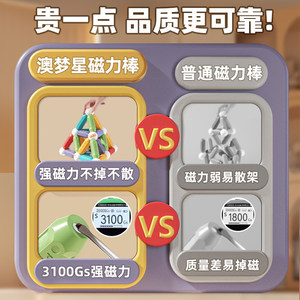 澳梦星百变磁力棒儿童积木男孩益智拼装宝宝早教启蒙女孩玩具礼物