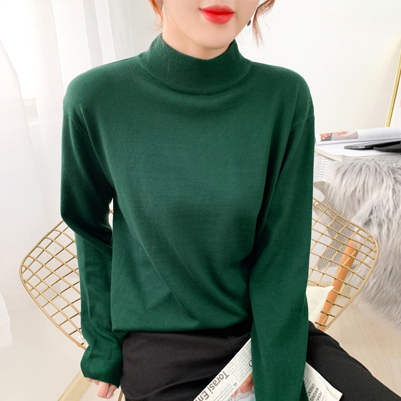 大码新款半高领长袖胖mm宽松针织衫 颜筱毛针织衫