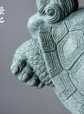 青砂石神兽玄武摆件茶宠