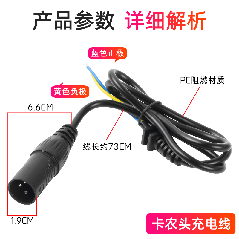 适用雅迪台铃锂电池电动电瓶车卡农充电器输出线喜德盛卡侬充电口 - 图1