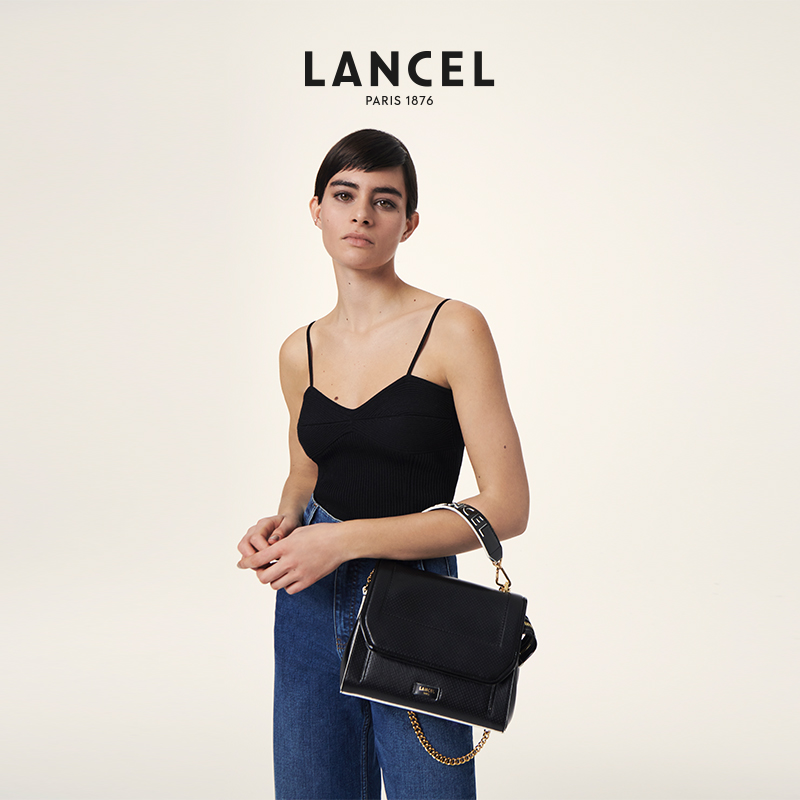 LANCEL/兰姿 Ninon链条包 粒面牛皮小方包 豆腐包 纯色简约 时尚 - 图0