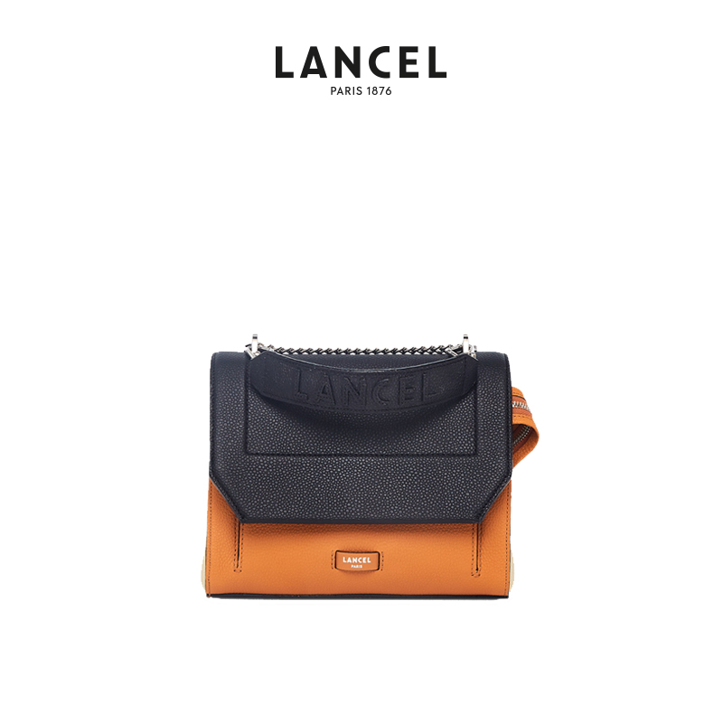 LANCEL/兰姿 Ninon中号链条包 粒面牛皮小方包 拼色豆腐包 - 图1