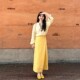 French high-end long-sleeved shirt and yellow tie skirt