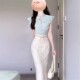 Pure lust style hottie small flying sleeve top fishtail skirt