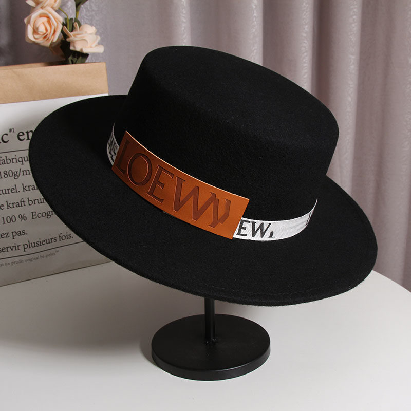 法式名媛平顶秋冬潮轻奢羊毛呢帽子 古仙蔓帽子