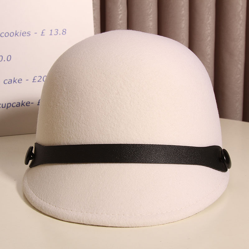 帽子女秋冬羊毛呢马术帽韩版潮复古小沿骑士帽英伦礼帽百搭鸭舌帽