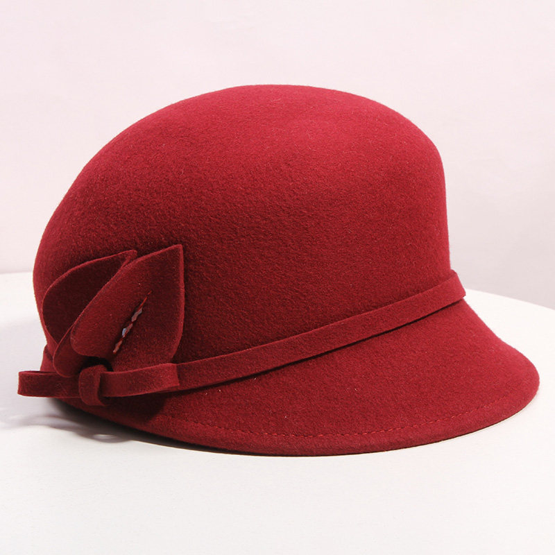 韩版秋冬羊毛呢骑士帽百搭小礼帽 古仙蔓帽子