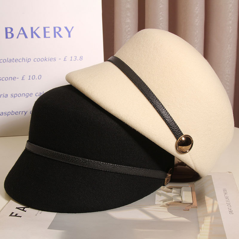 日系秋冬羊毛呢马术帽英伦潮鸭舌帽 古仙蔓帽子